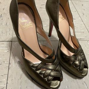 Christian Louboutin Bronze Platform Lady Corset Leather Pumps